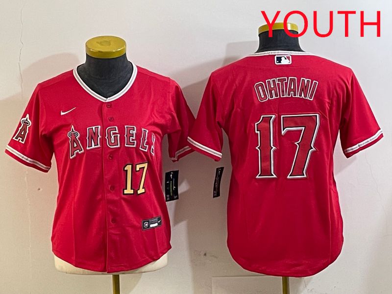 Youth Los Angeles Angels 17 Ohtani Red Nike Game 2025 MLB Jersey style 2